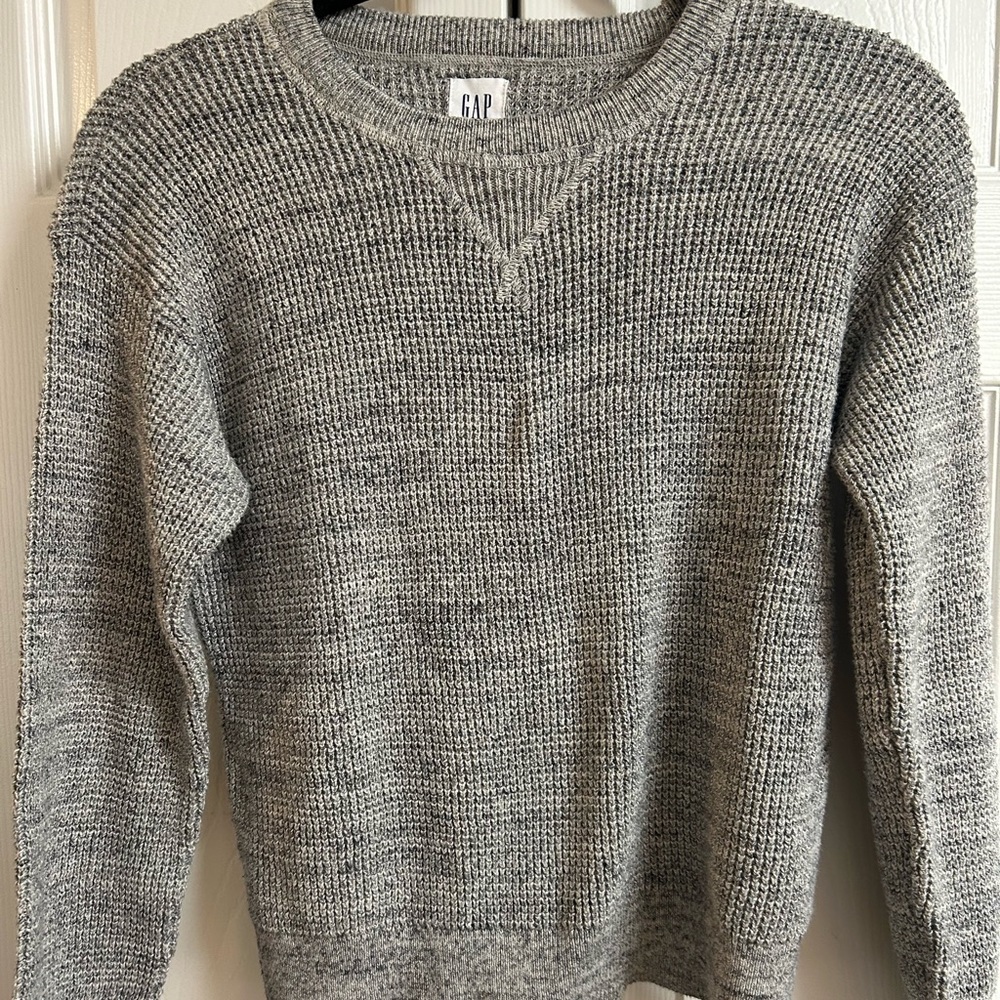 GAP Kids Gray Crewneck Waffle Sweatshirt